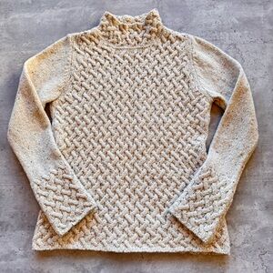Islander Wool Cashmere Braided Mock Neck Irish Sweater Size Medium